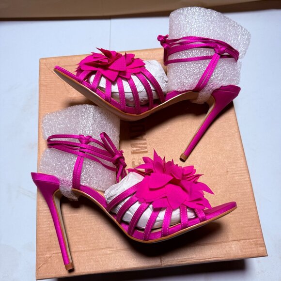 Steve Madden Jolisa Women's Heel Shoes Fuchsia Satin Size 8.5 - Picture 4 of 9